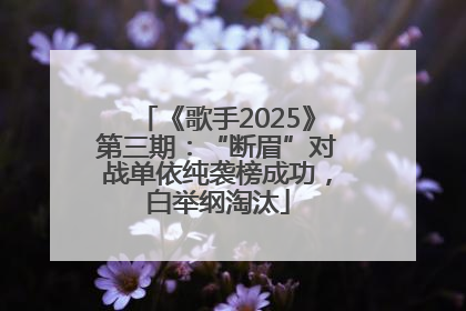 《歌手2025》第三期：“断眉”对战单依纯袭榜成功，白举纲淘汰