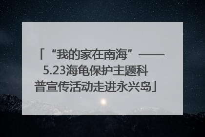 “我的家在南海”——5.23海龟保护主题科普宣传活动走进永兴岛