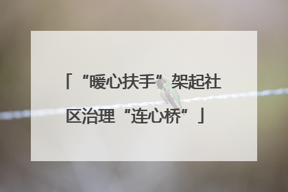 “暖心扶手”架起社区治理“连心桥”