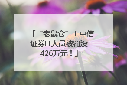 “老鼠仓”！中信证券IT人员被罚没426万元！