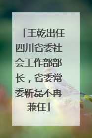 王乾出任四川省委社会工作部部长，省委常委靳磊不再兼任