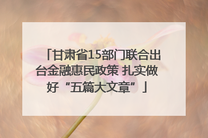 甘肃省15部门联合出台金融惠民政策 扎实做好“五篇大文章”