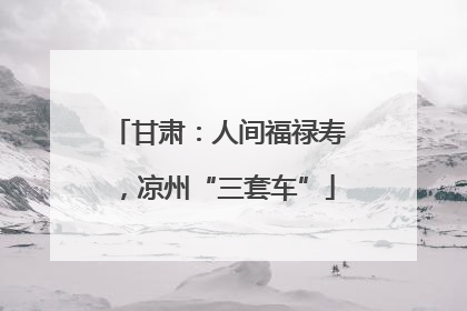 甘肃：人间福禄寿，凉州“三套车”