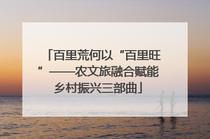 百里荒何以“百里旺”——农文旅融合赋能乡村振兴三部曲