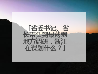 省委书记、省长带头到最薄弱地方调研，浙江在谋划什么？