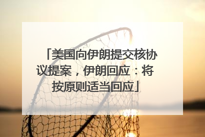 美国向伊朗提交核协议提案，伊朗回应：将按原则适当回应