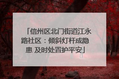 信州区北门街道江永路社区：倾斜灯杆成隐患 及时处置护平安