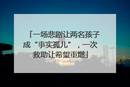 一场悲剧让两名孩子成“事实孤儿”，一次救助让希望重燃