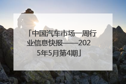 中国汽车市场一周行业信息快报——2025年5月第4期