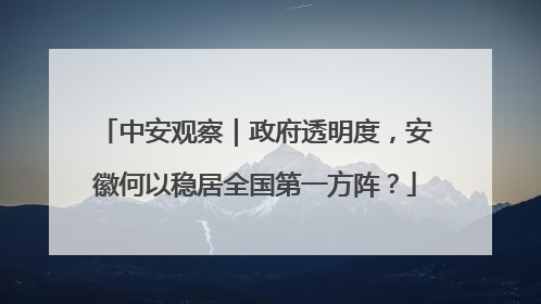 中安观察｜政府透明度，安徽何以稳居全国第一方阵？