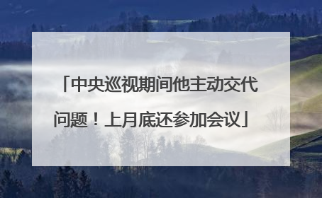 中央巡视期间他主动交代问题！上月底还参加会议