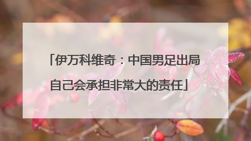 伊万科维奇：中国男足出局自己会承担非常大的责任