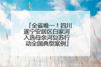 全省唯一！四川遂宁安居区白家河入选母亲河复苏行动全国典型案例