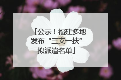 公示！福建多地发布“三支一扶”拟派遣名单
