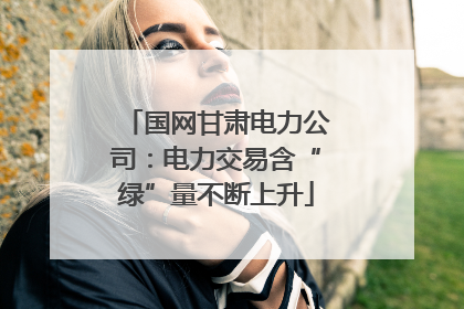 国网甘肃电力公司：电力交易含“绿”量不断上升