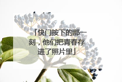 快门按下的那一刻，他们把青春存进了照片里