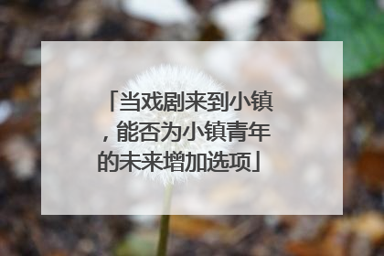 当戏剧来到小镇，能否为小镇青年的未来增加选项