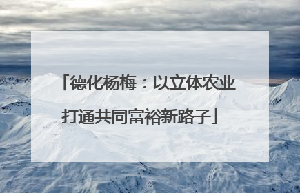 德化杨梅：以立体农业打通共同富裕新路子