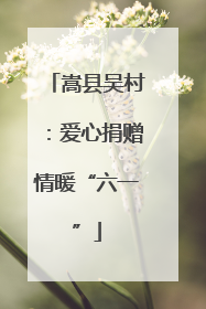 嵩县吴村：爱心捐赠情暖“六一”