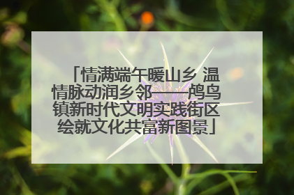 情满端午暖山乡 温情脉动润乡邻——鸬鸟镇新时代文明实践街区绘就文化共富新图景