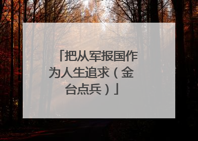 把从军报国作为人生追求（金台点兵）