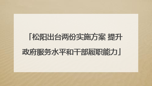 松阳出台两份实施方案 提升政府服务水平和干部履职能力