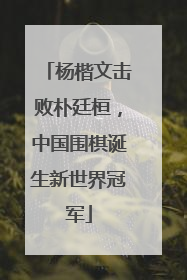 杨楷文击败朴廷桓，中国围棋诞生新世界冠军