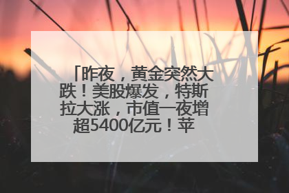 昨夜，黄金突然大跌！美股爆发，特斯拉大涨，市值一夜增超5400亿元！苹果传来大消息