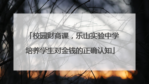 校园财商课，乐山实验中学培养学生对金钱的正确认知