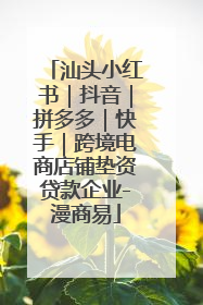 汕头小红书｜抖音｜拼多多｜快手｜跨境电商店铺垫资贷款企业-漫商易