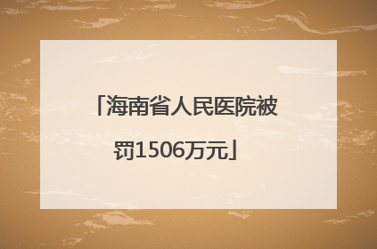 海南省人民医院被罚1506万元