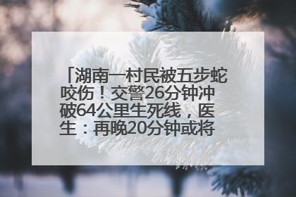 湖南一村民被五步蛇咬伤！交警26分钟冲破64公里生死线，医生：再晚20分钟或将呼吸肌麻痹
