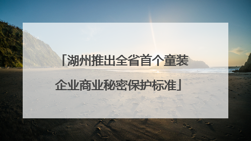湖州推出全省首个童装企业商业秘密保护标准