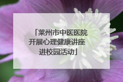 莱州市中医医院开展心理健康讲座 进校园活动