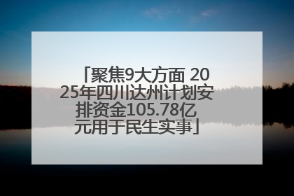 聚焦9大方面 2025年四川达州计划安排资金105.78亿元用于民生实事