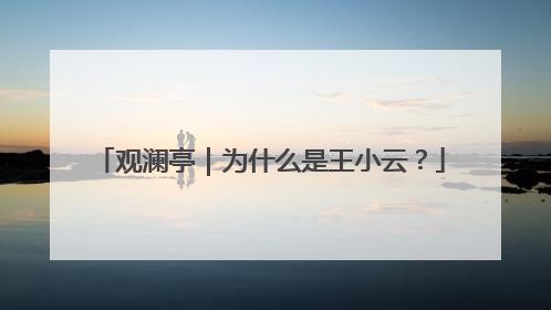 观澜亭｜为什么是王小云？
