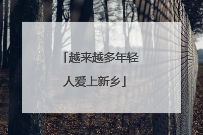越来越多年轻人爱上新乡