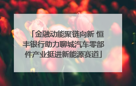 金融动能聚链向新 恒丰银行助力聊城汽车零部件产业挺进新能源赛道