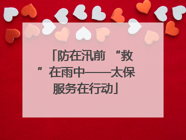 防在汛前 “救”在雨中——太保服务在行动