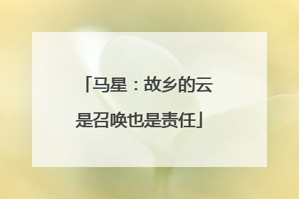 马星：故乡的云是召唤也是责任